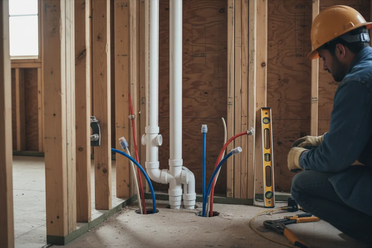 Drain and supply rough-in during Drain Cleaning in Birdsnest